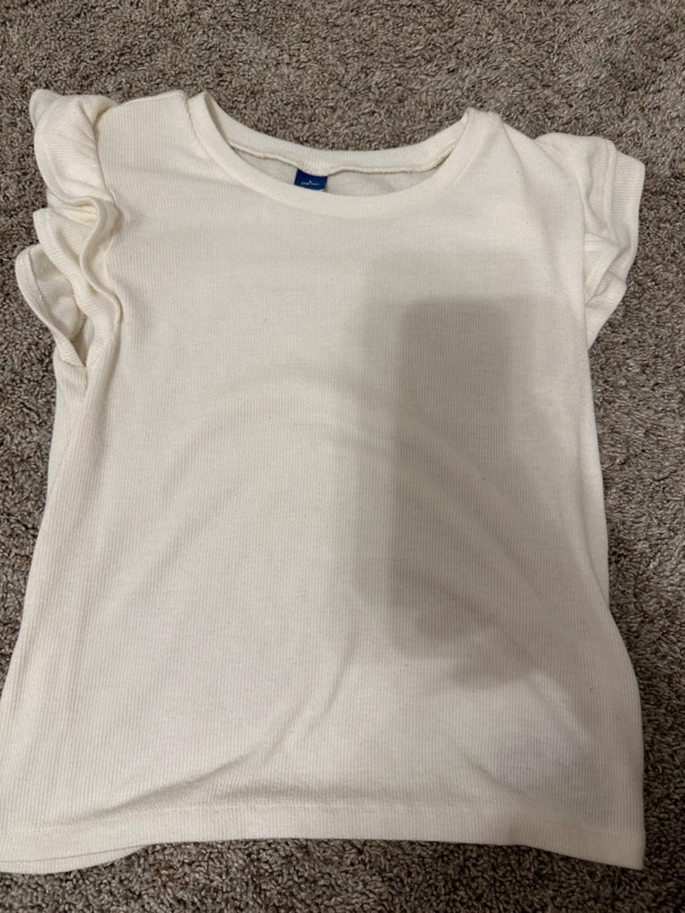 Girls' Cream Ruffle Sleeve Top - Soft Knit